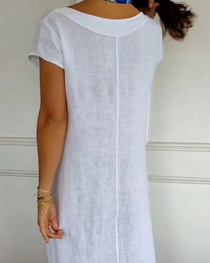 Juniper - Vestido de Algodón y Lino a la Moda con Bolsillos
