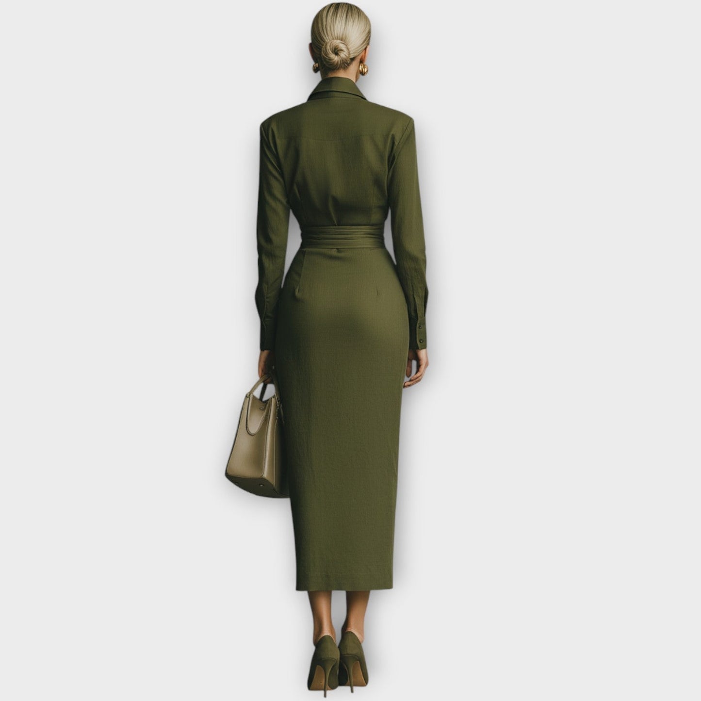 Vestido Midi Estilo Camisero Envolvente