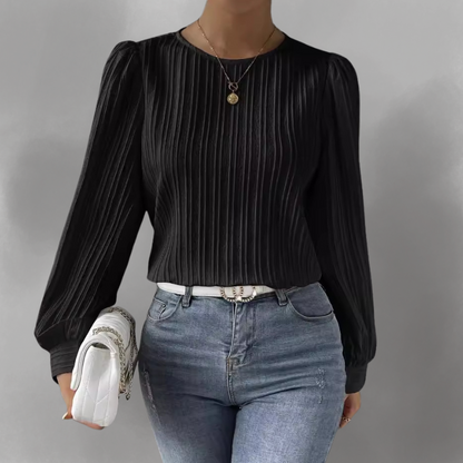 Carly – Blusa de Manga Larga Plisada