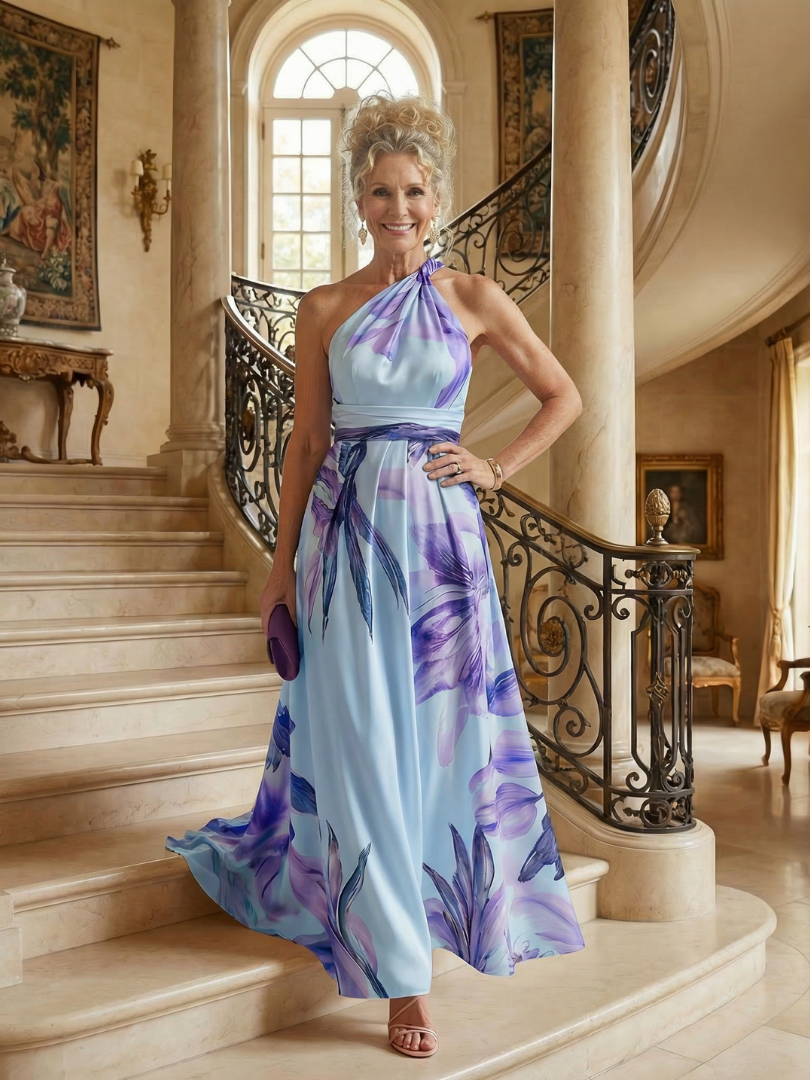 Amiel | Vestido Maxi Floral Ligero - Corte Americano Sin Mangas