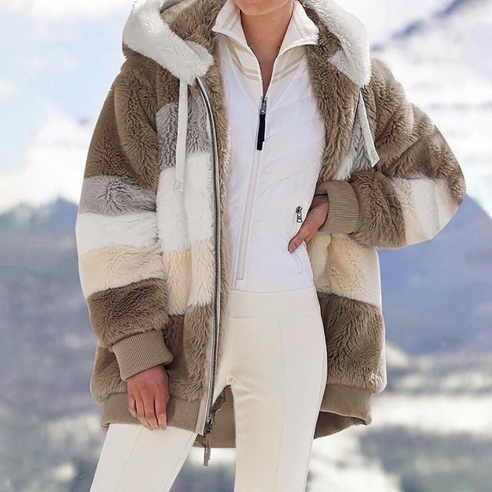 KAREN | Abrigo con Capucha Oversized de Piel Sintética y Cálido