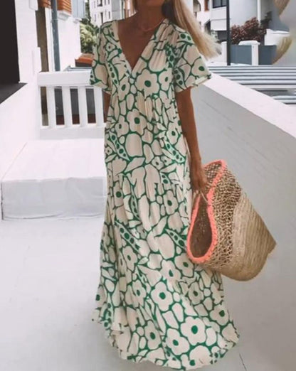 ESTER - Vestido Maxi con Mangas Cortas