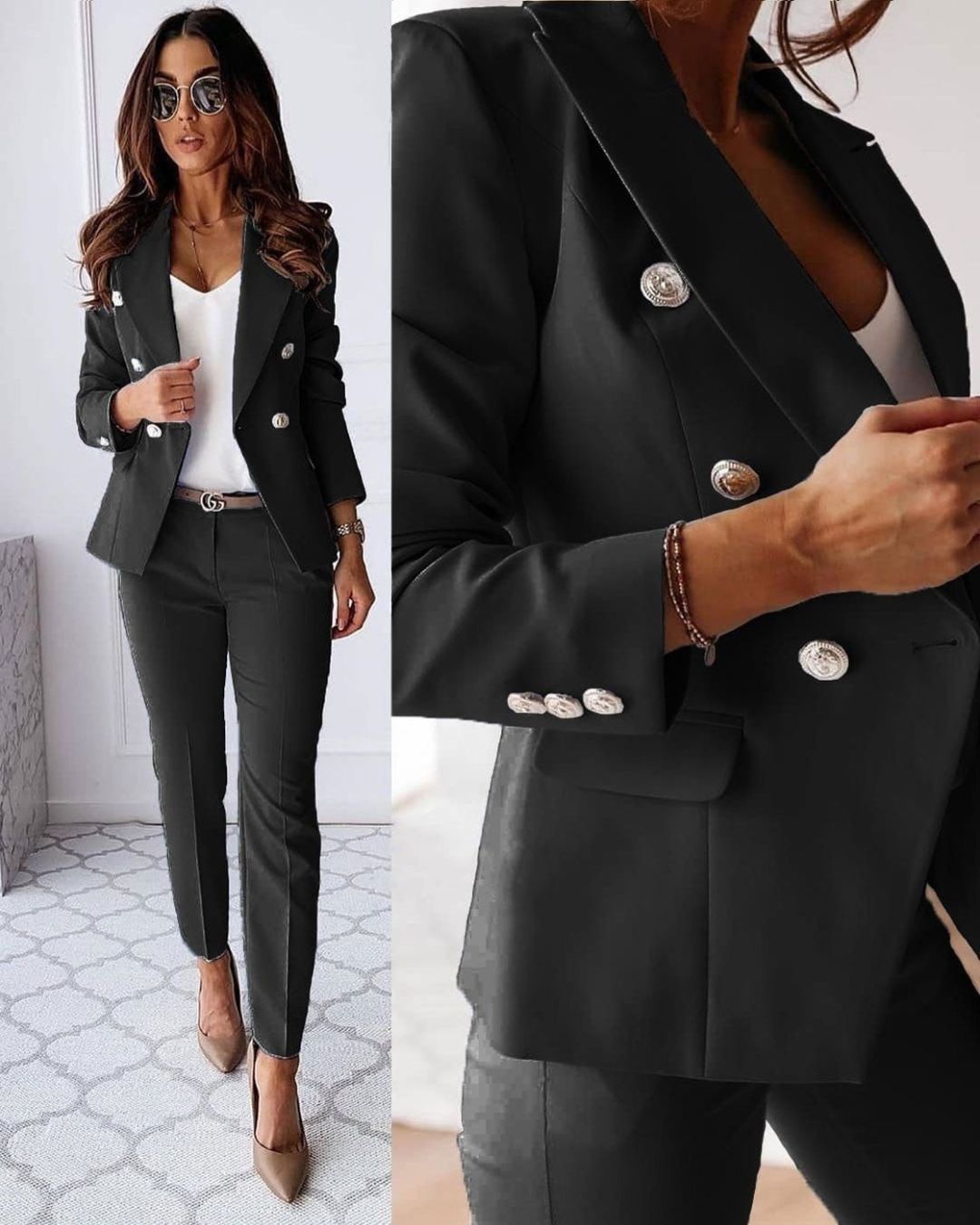 Conjunto Dama Doble Pecho – Blazer a Medida & Pantalones Elegantes