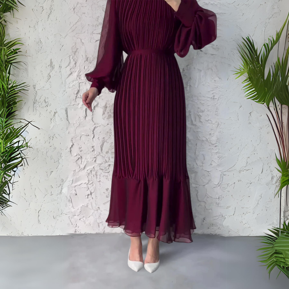 Vestido de Noche Elegante Otoñal con Detalles de Tul