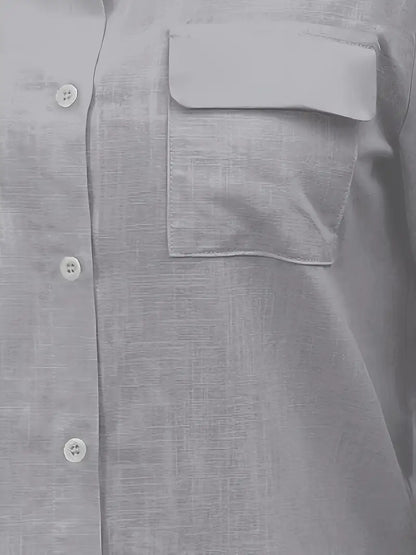 Athena - Camisa de Algodón con Bolsillos Frontales