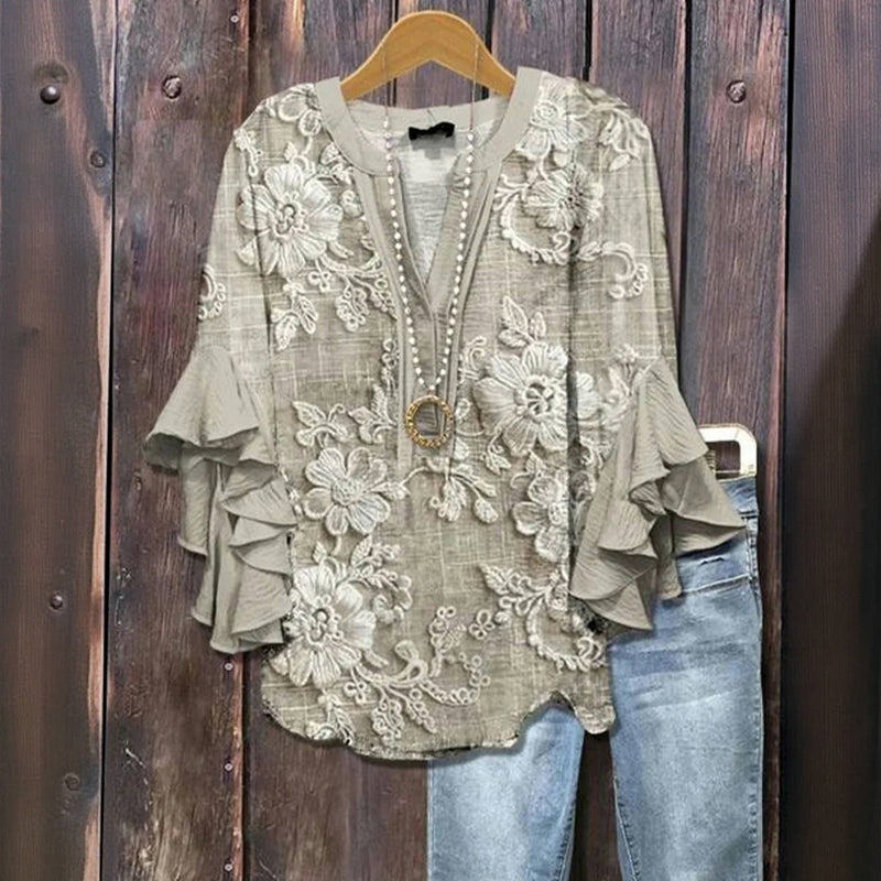 Viola™ - BLUSA EN ESTAMPADO FLORAL VINTAGE