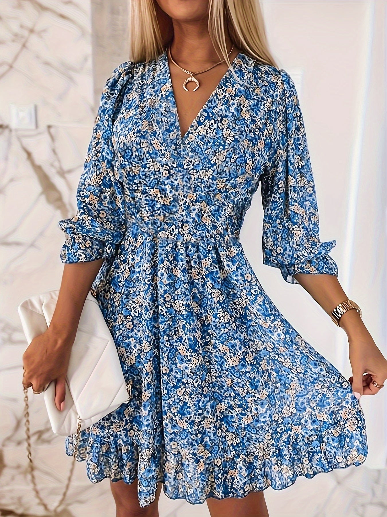 Evie | Vestido Mini Elegante con Volantes Florales