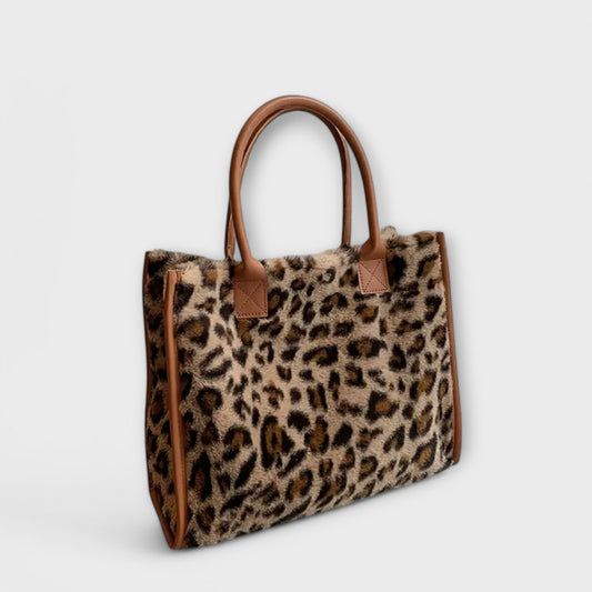 Bolso de Felpa con Estampado de Leopardo Chic