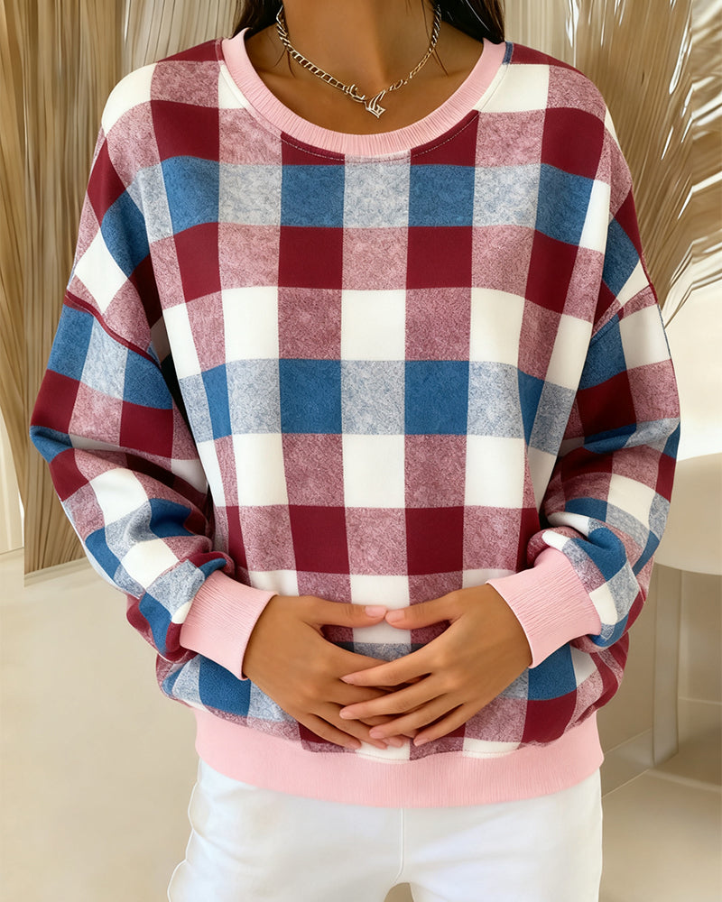 SERAPHINA – SUDADERA DE CUELLO REDONDO A CUADROS