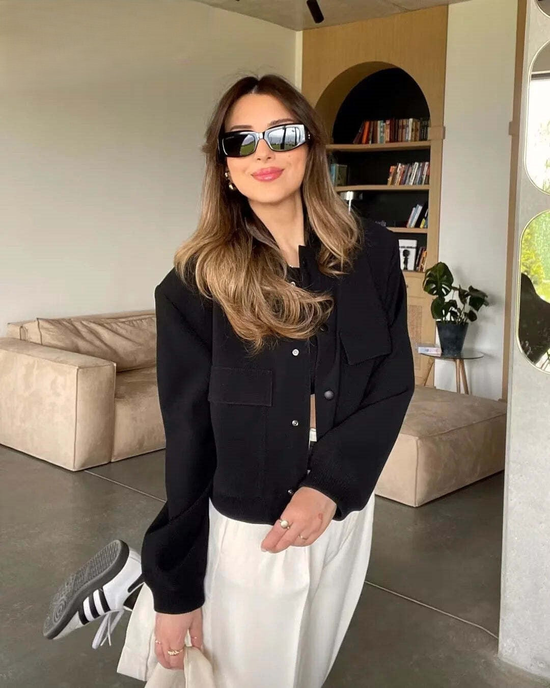 BELLA | Chaqueta Bomber de Manga Larga Corto