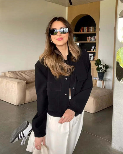 BELLA | Chaqueta Bomber de Manga Larga Corto