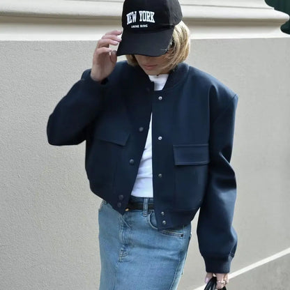 BELLA | Chaqueta Bomber de Manga Larga Corto