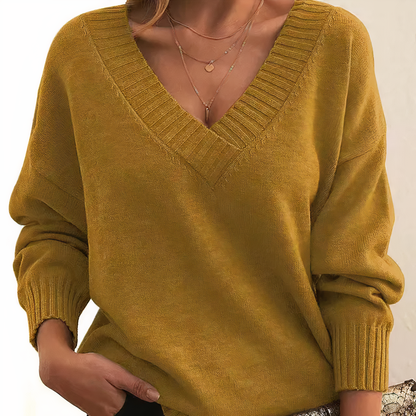 Aria | Suéter Chic con Escote en V Profundo y Ajuste Relajado