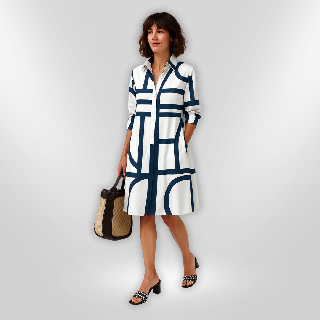 Helena | Vestido Midi con Patrón Geométrico