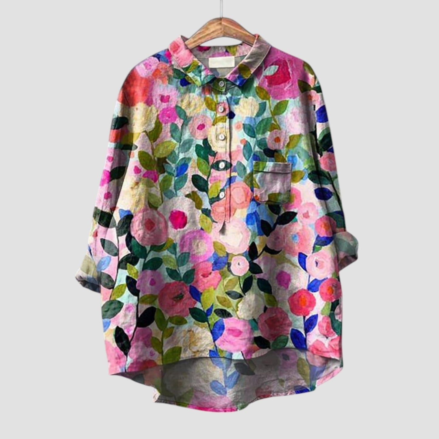 Velenya™ | 2025 – Blusa Floral Acuarela