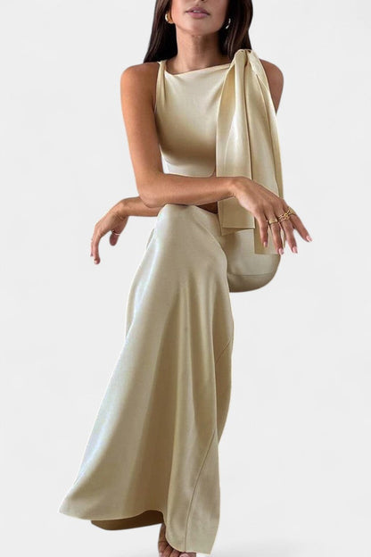 Hope Vestido Maxi Drapado de Un Hombro