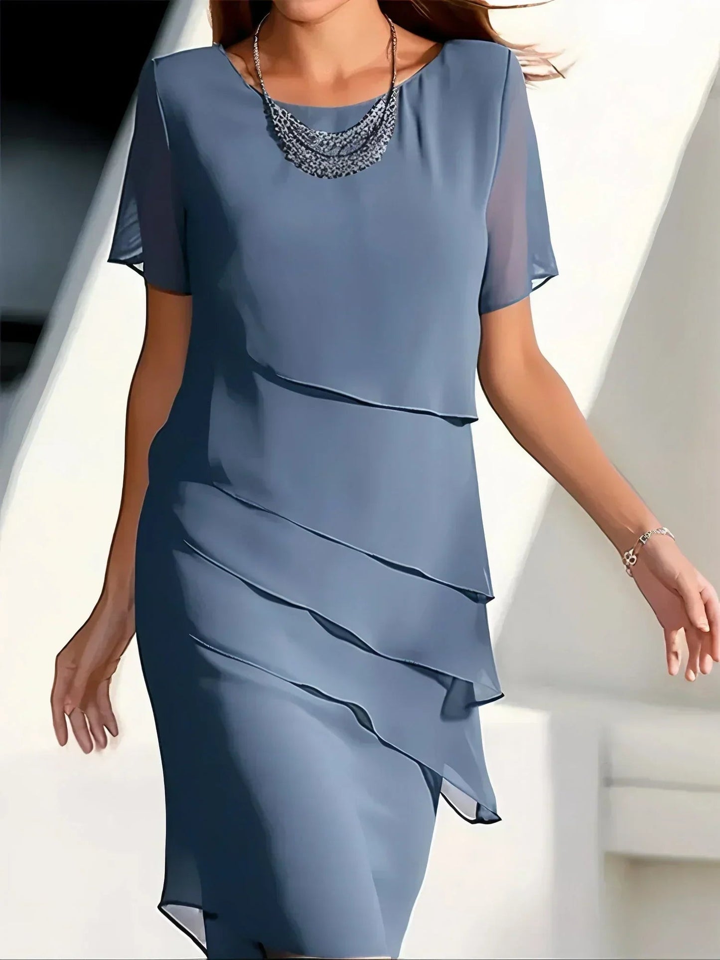 Sybil | Vestido Midi con Mangas Cortas