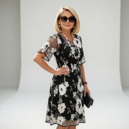 Vestido midi de chiffon floral — Elegancia natural y refinada