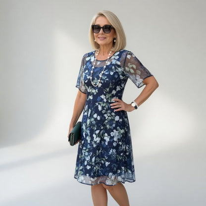 Vestido midi de chiffon floral — Elegancia natural y refinada