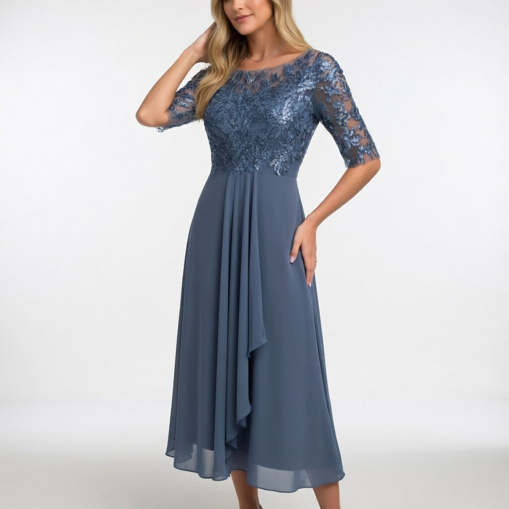 Vestido midi de encaje - Elegancia atemporal para mujer