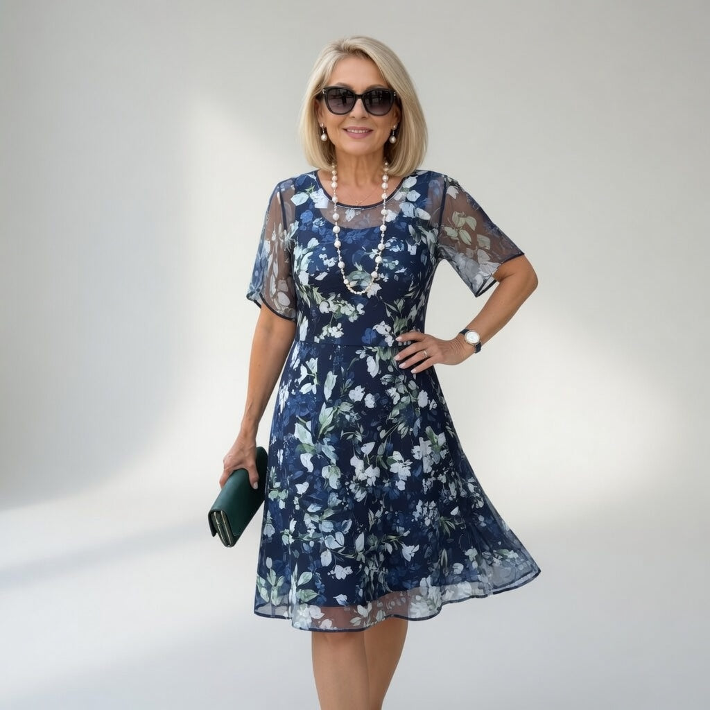 Vestido midi de chiffon floral — Elegancia natural y refinada