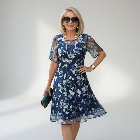 Vestido midi de chiffon floral — Elegancia natural y refinada