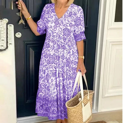 ARIAS - Vestido Bohemio con Escote en V