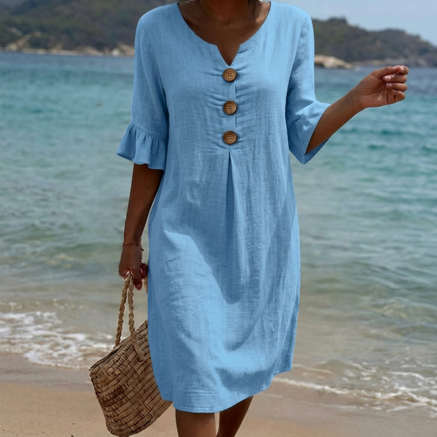 Radmila™ | Vestido largo de manga larga con textura.