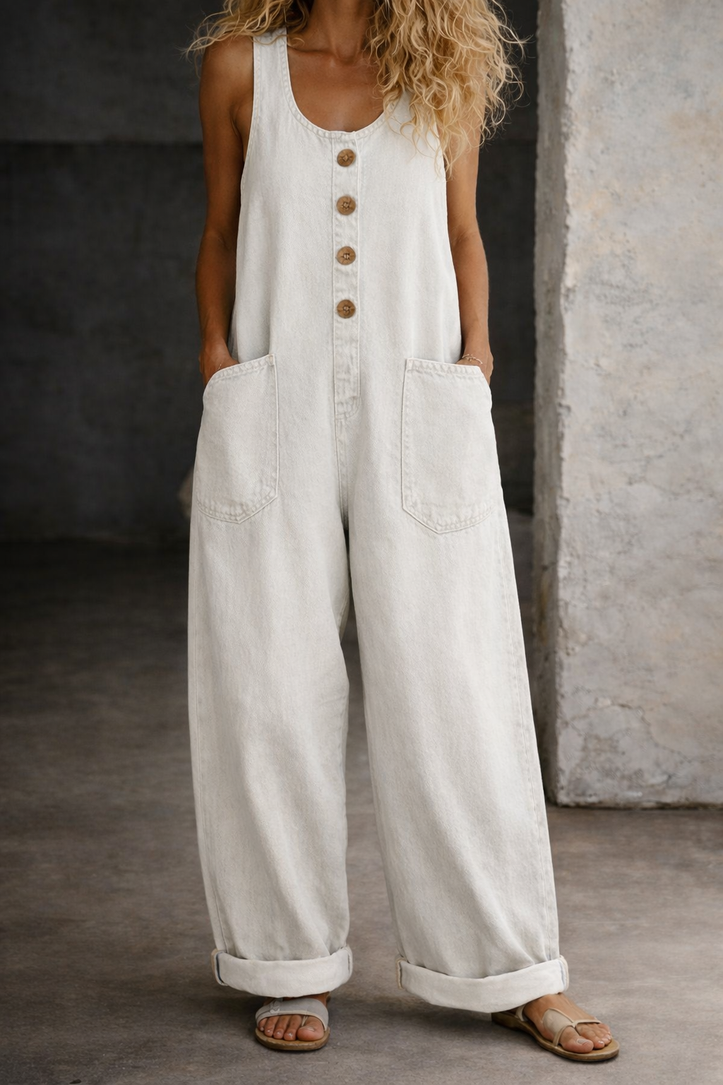 Willy | Pantalón Salopette en Denim Vintage Lavado
