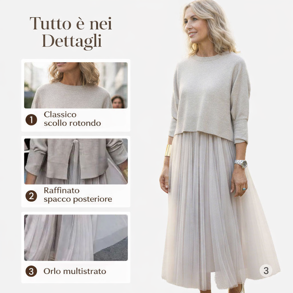 Conjunto Completo Donna 2 Piezas: Vestido y Top de Manga Larga