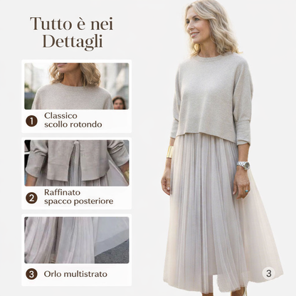 Conjunto Completo Donna 2 Piezas: Vestido y Top de Manga Larga