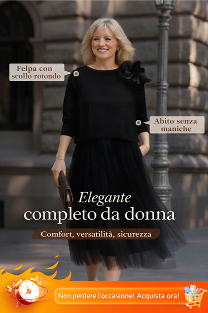 Conjunto Completo Donna 2 Piezas: Vestido y Top de Manga Larga