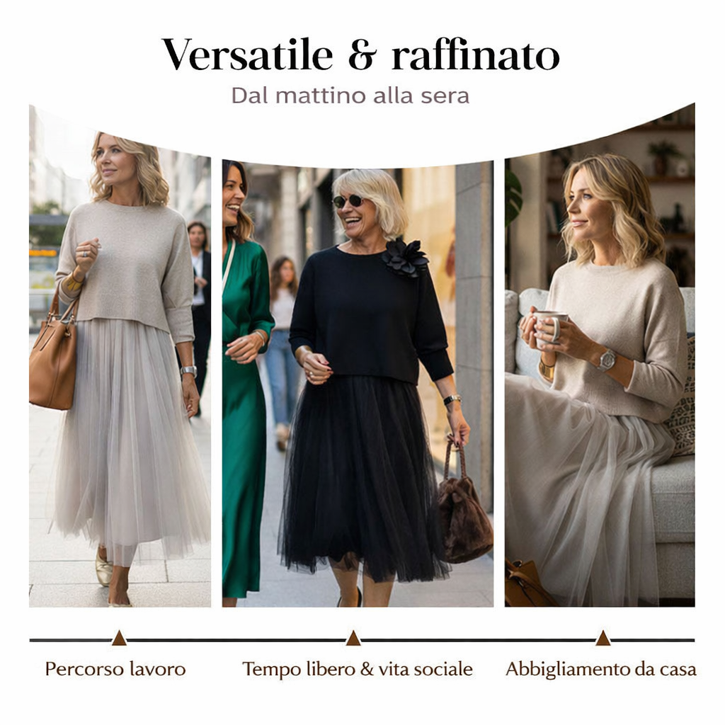 Conjunto Completo Donna 2 Piezas: Vestido y Top de Manga Larga