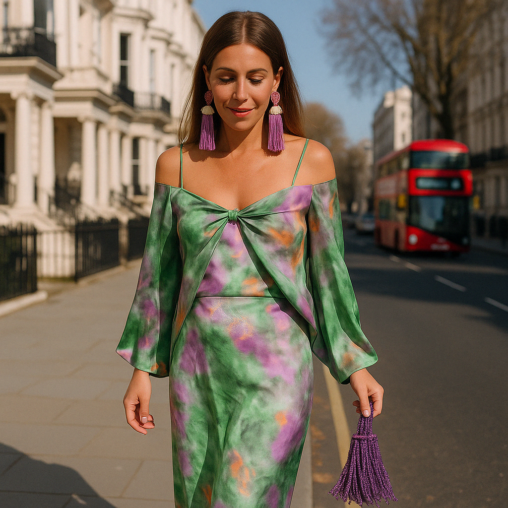 Nancy | Vestido Maxi Elegante Con Bufanda Desmontable