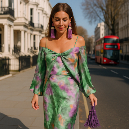 Nancy | Vestido Maxi Elegante Con Bufanda Desmontable