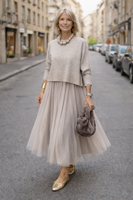 Conjunto Completo Donna 2 Piezas: Vestido y Top de Manga Larga