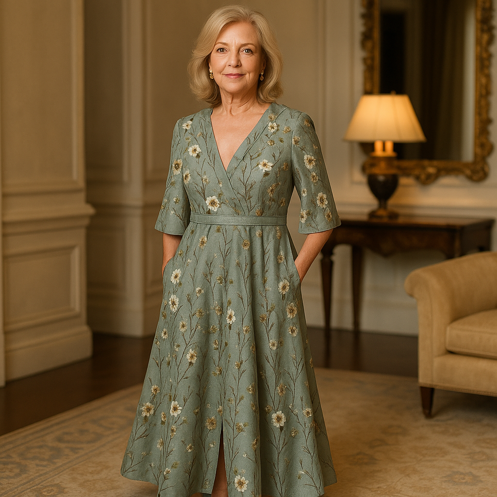Hazel - Elegante Vestido Boho con Cuello en V y Cinturón