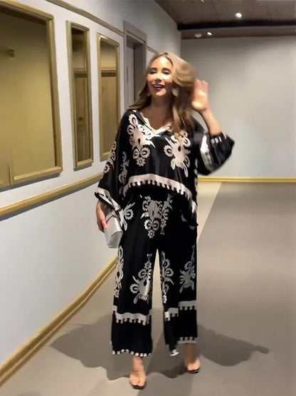 MILANI – CONJUNTO DE PANTALONES CON ESTAMPADO IRREGULAR
