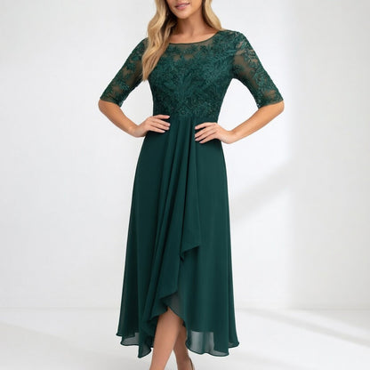 Vestido midi de encaje - Elegancia atemporal para mujer