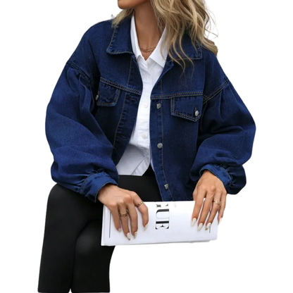 Chaqueta de Denim Cortada Casual - Corte Amplio Chic Mujer