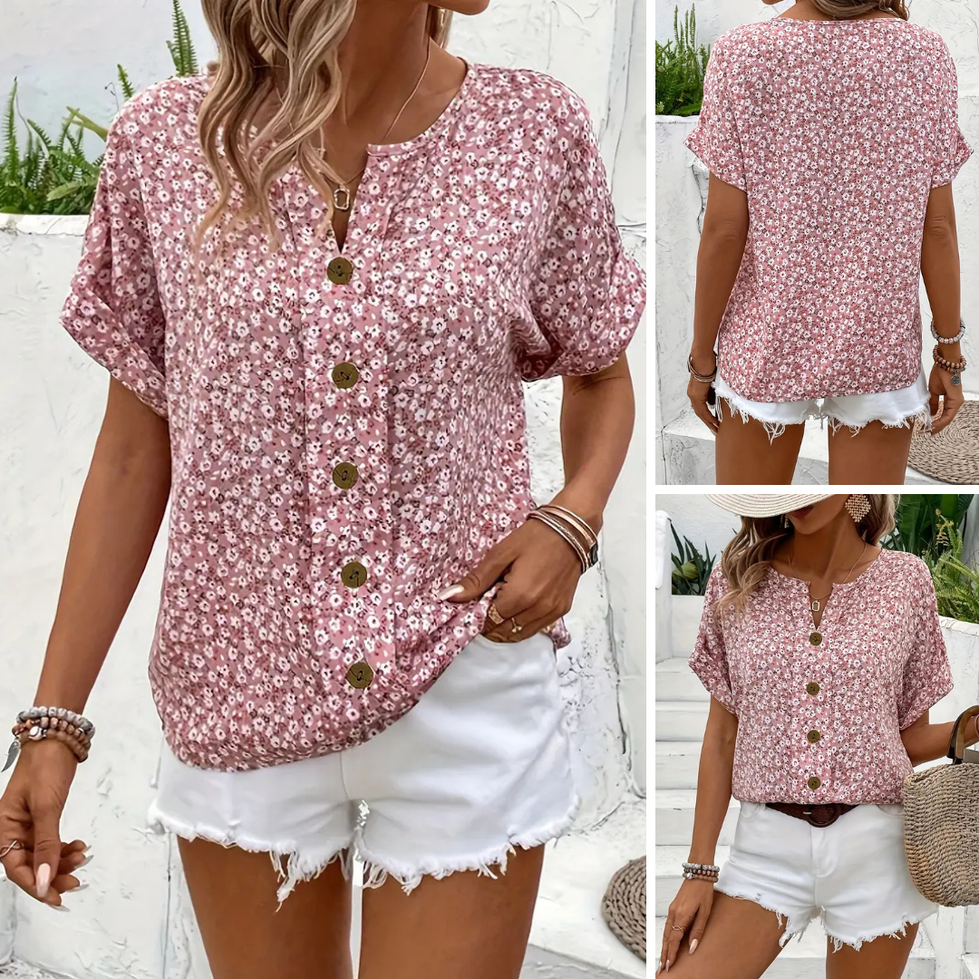 Cindy™ | Blusa de Cuello Notched con Estampado Floral