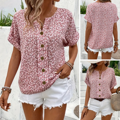 Cindy™ | Blusa de Cuello Notched con Estampado Floral