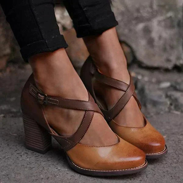 Miley - Zuecos Elegantes de Cuero con Tacón Chic