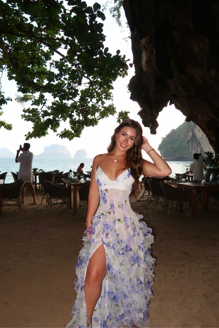 ODESSA – VESTIDO MAXI CON VOLANTES Y TIRANTES TENDENCIALES