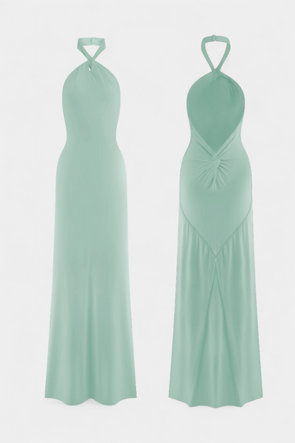 Trinity Vestido Halter Ajustado con Espalda Fruncida