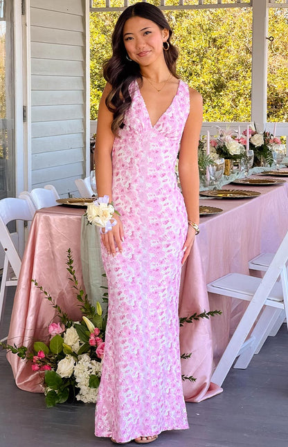 Farida - Vestido Maxi de Encaje Rosa