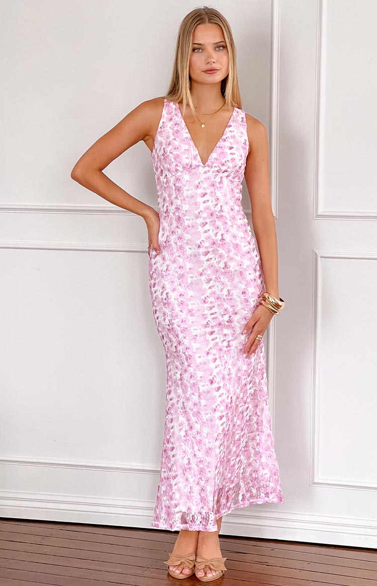 Farida - Vestido Maxi de Encaje Rosa