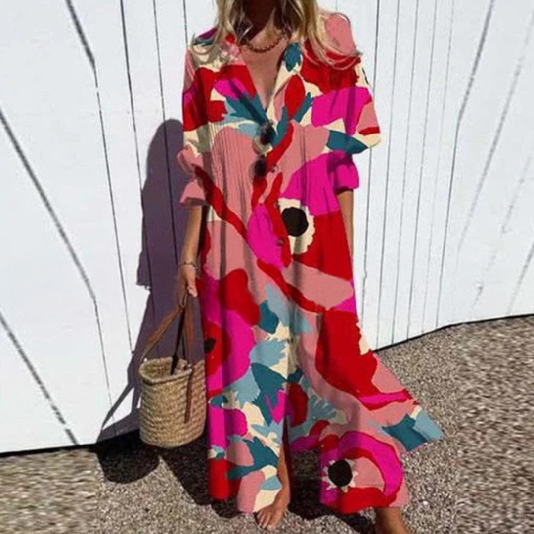 ISLA – VESTIDO MAXI BOTÓN BRISA COSTERA