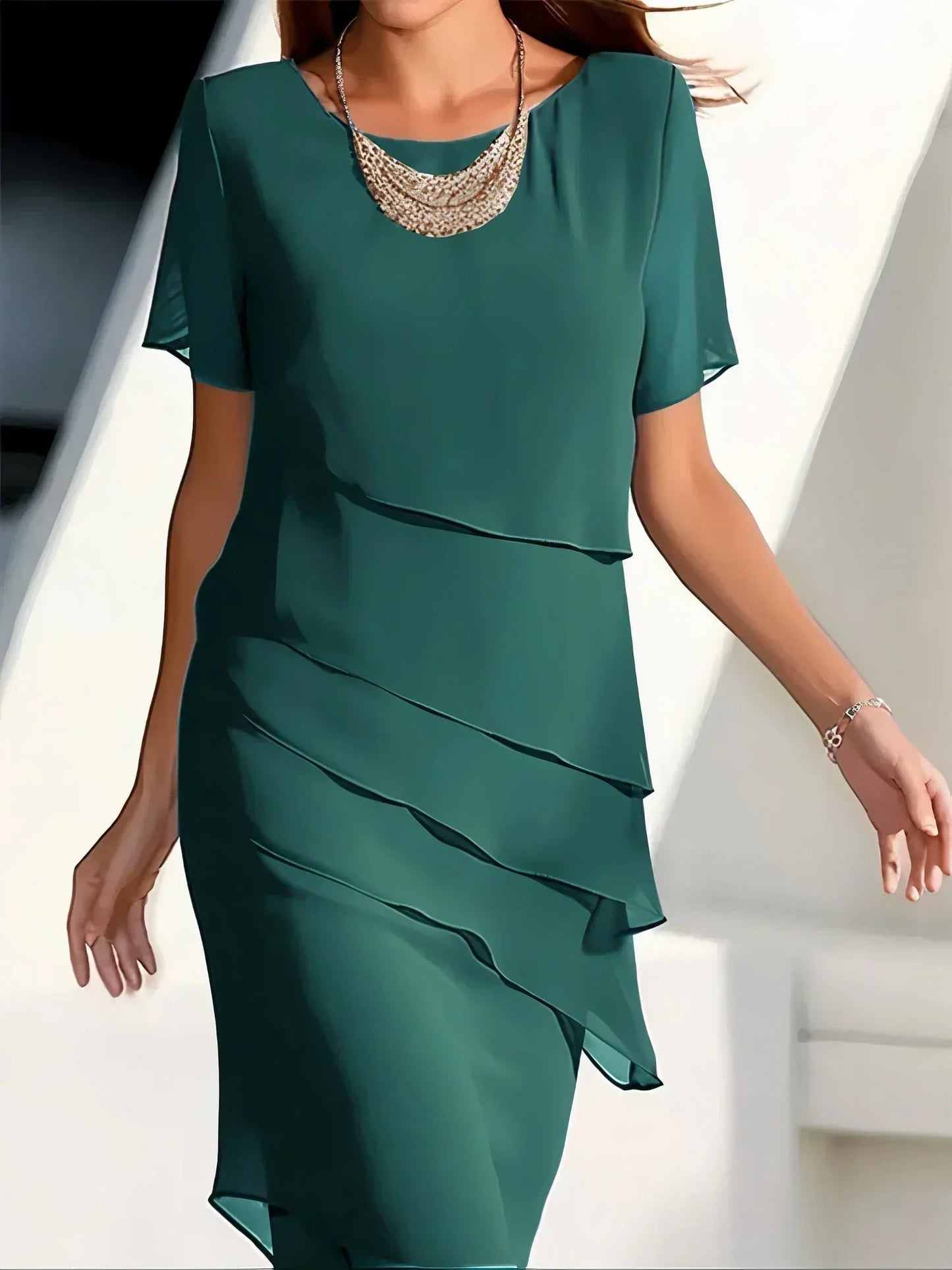 Sybil | Vestido Midi con Mangas Cortas