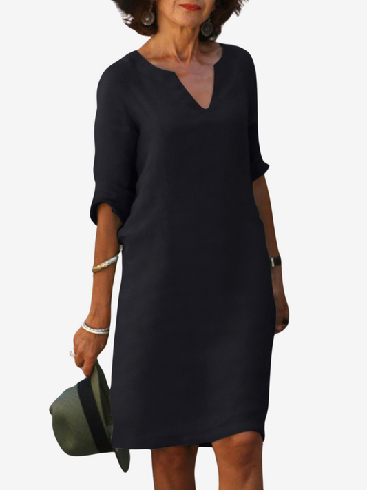 Silvia™ - Vestido de cuello en V atemporal que cubre el vientre